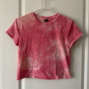 wild fable Pink Tie-Dye Short Sleeve Crop Tee